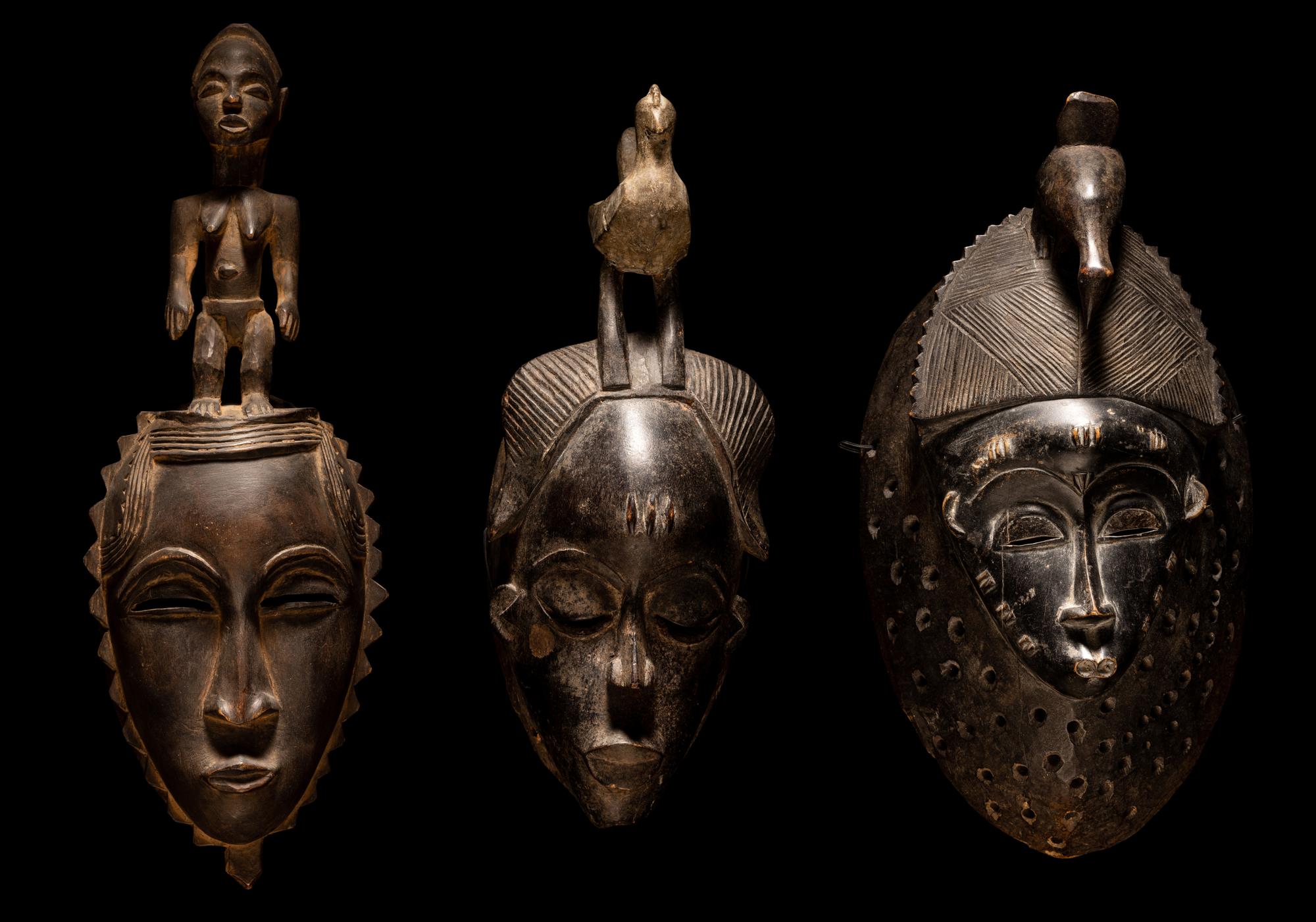 Three Yaure Wood Masks