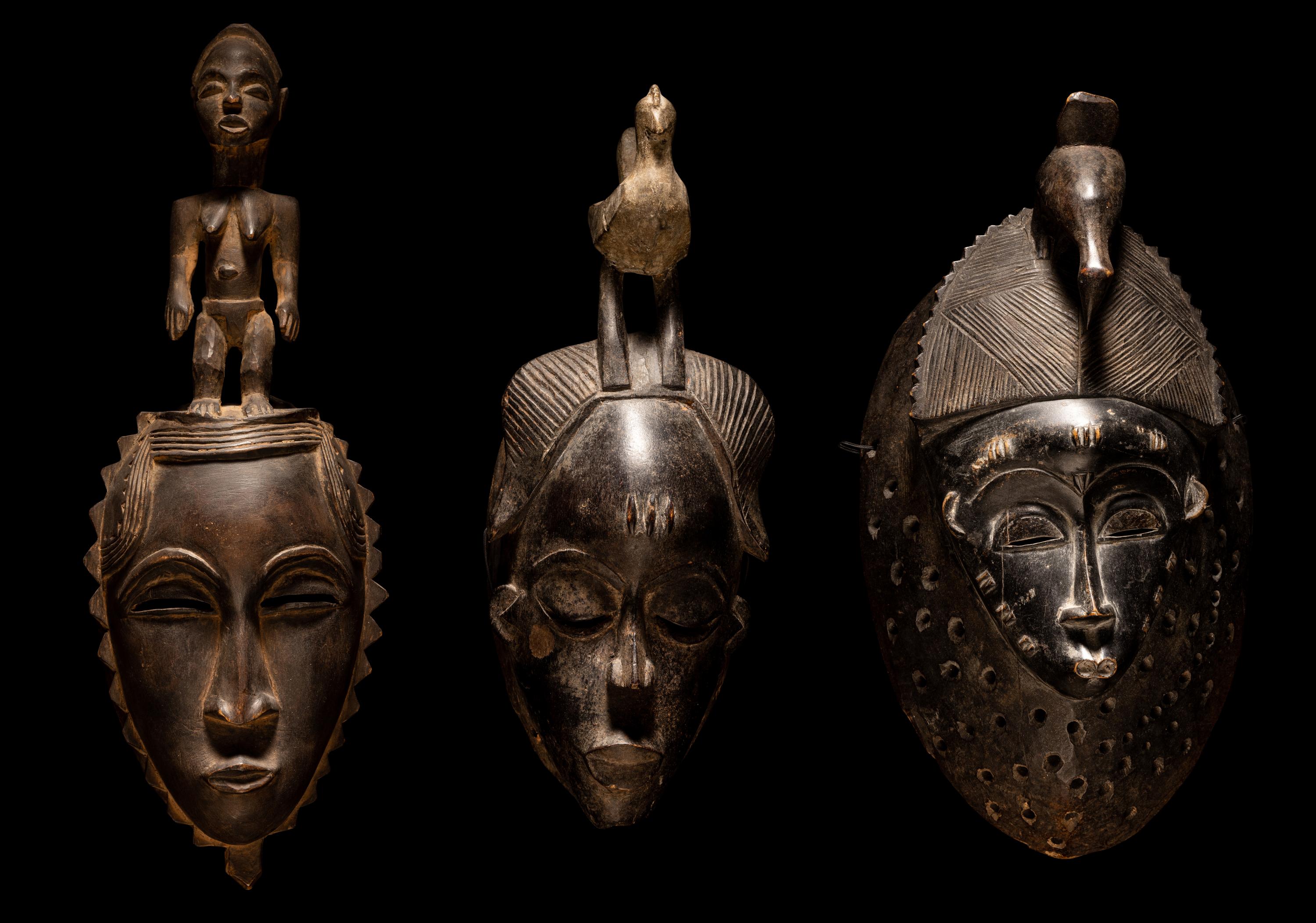 Three Yaure Wood Masks