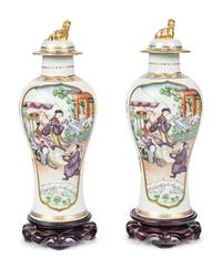 A Pair of Chinese Export Famille Rose Porcelain Vases