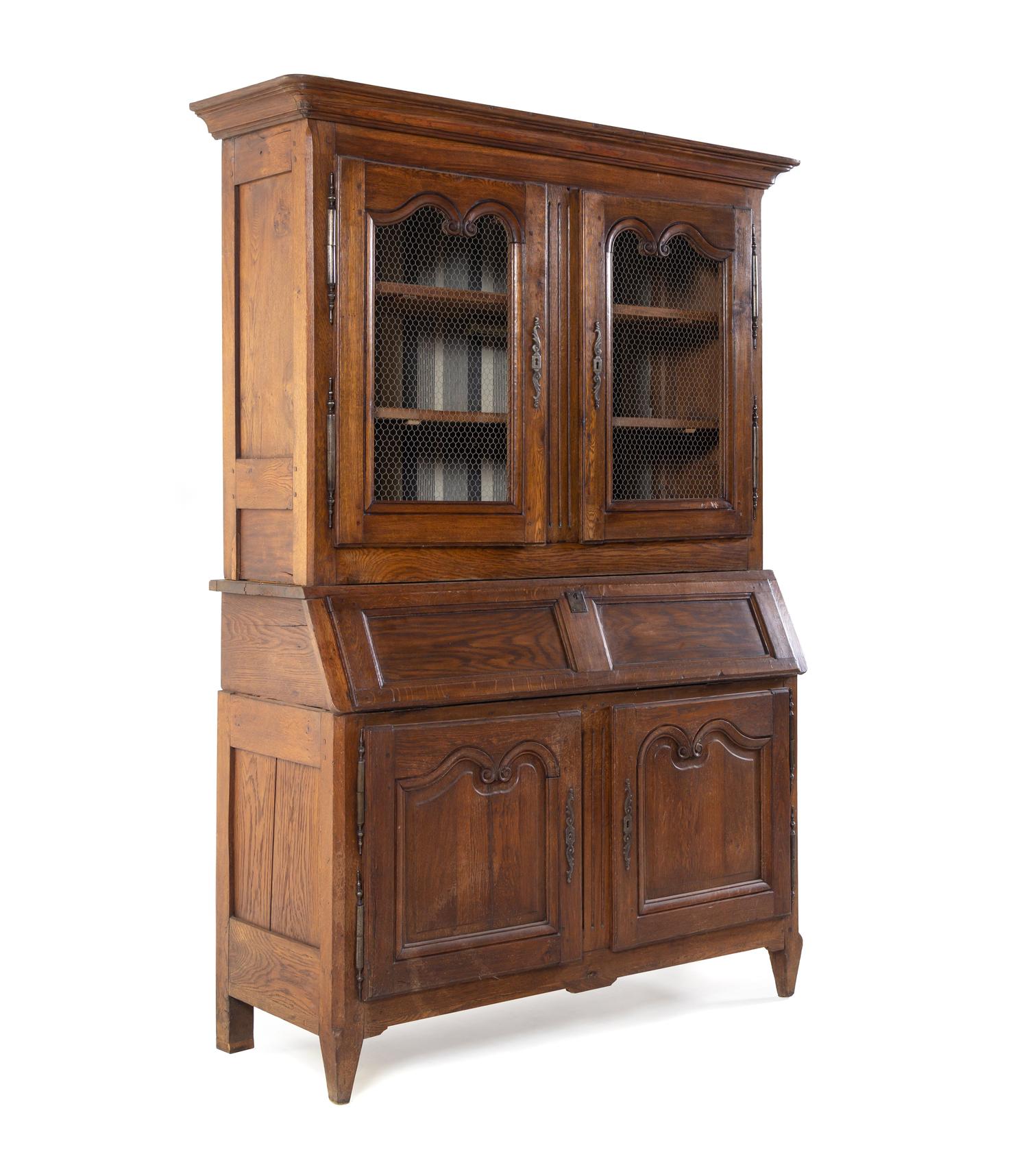 A Continental Walnut Secretary Bookcase