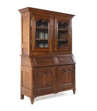 A Continental Walnut Secretary Bookcase