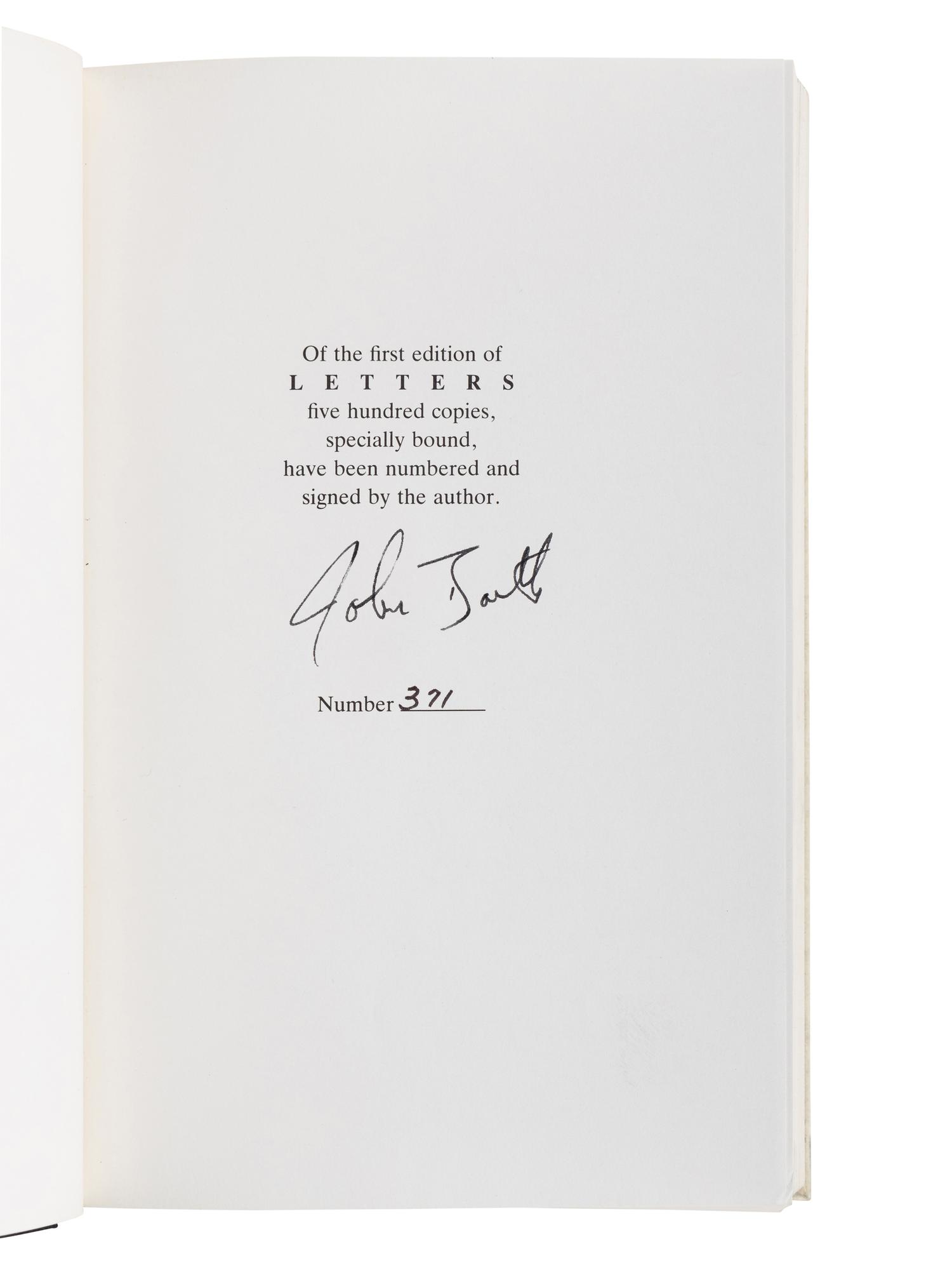 BARTH, John (b. 1930). A group of 3 works by Barth, ALL FIRST EDITIONS, ALL SIGNED OR INSCRIBED, comprising: