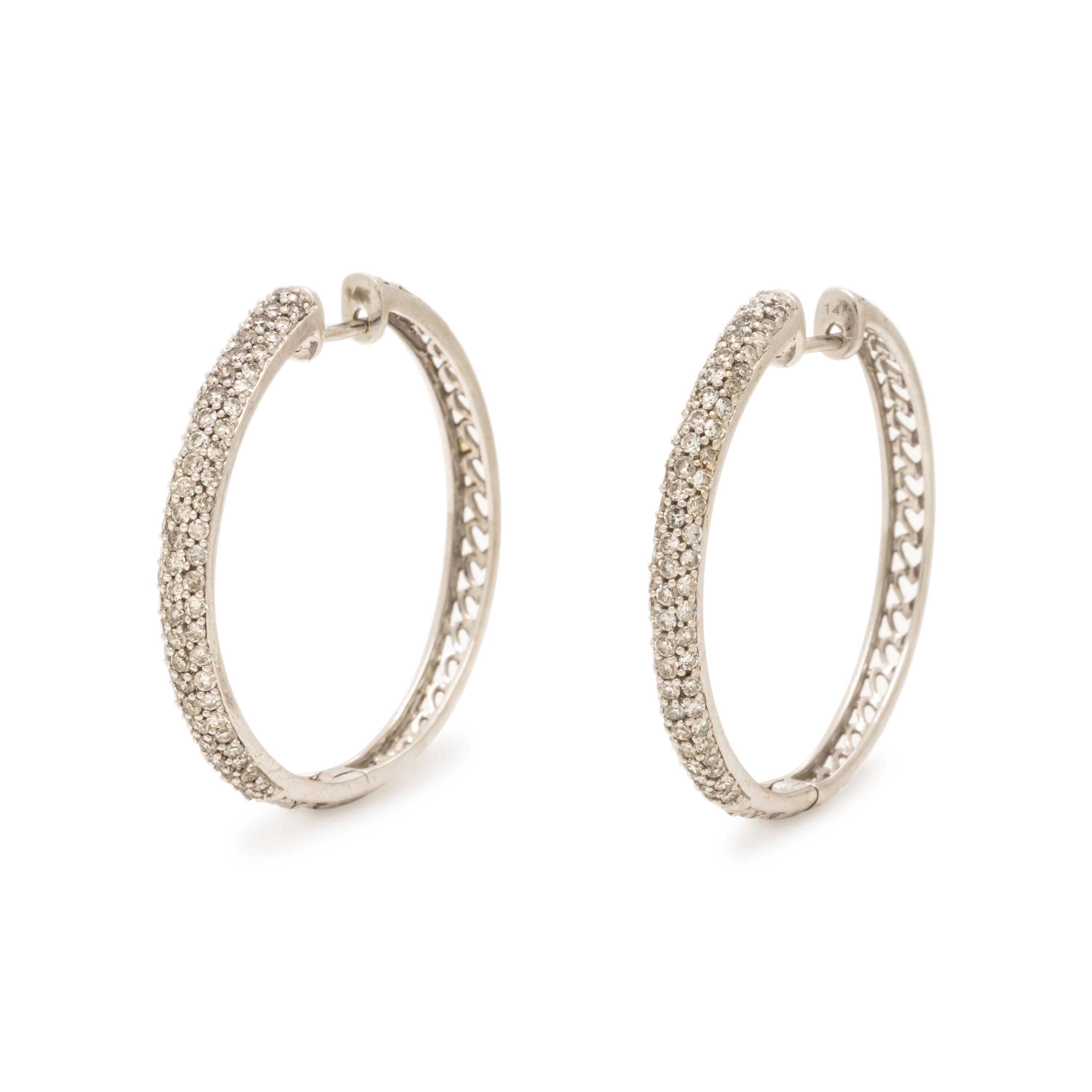 Diamond and White Gold Hoop Earrings