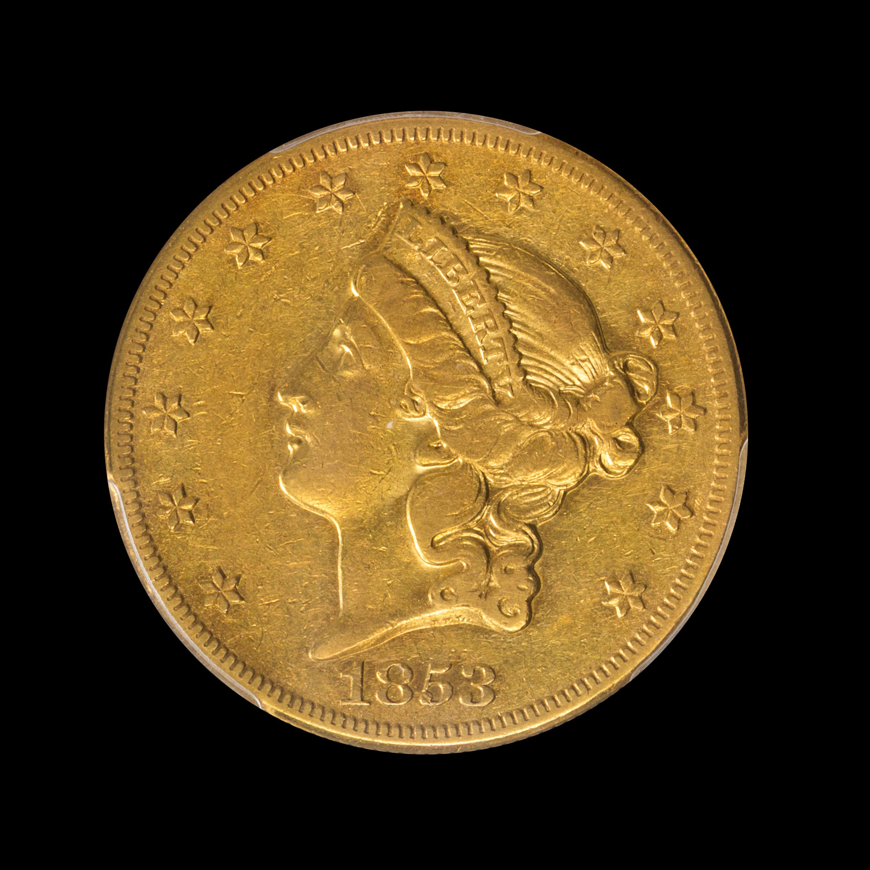 A United States 1853-O Liberty Head $20 Gold Coin