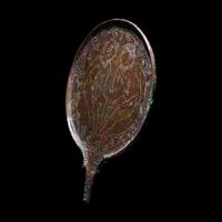 An Etruscan Bronze Mirror with Incised Scene of Hercules and Apollo