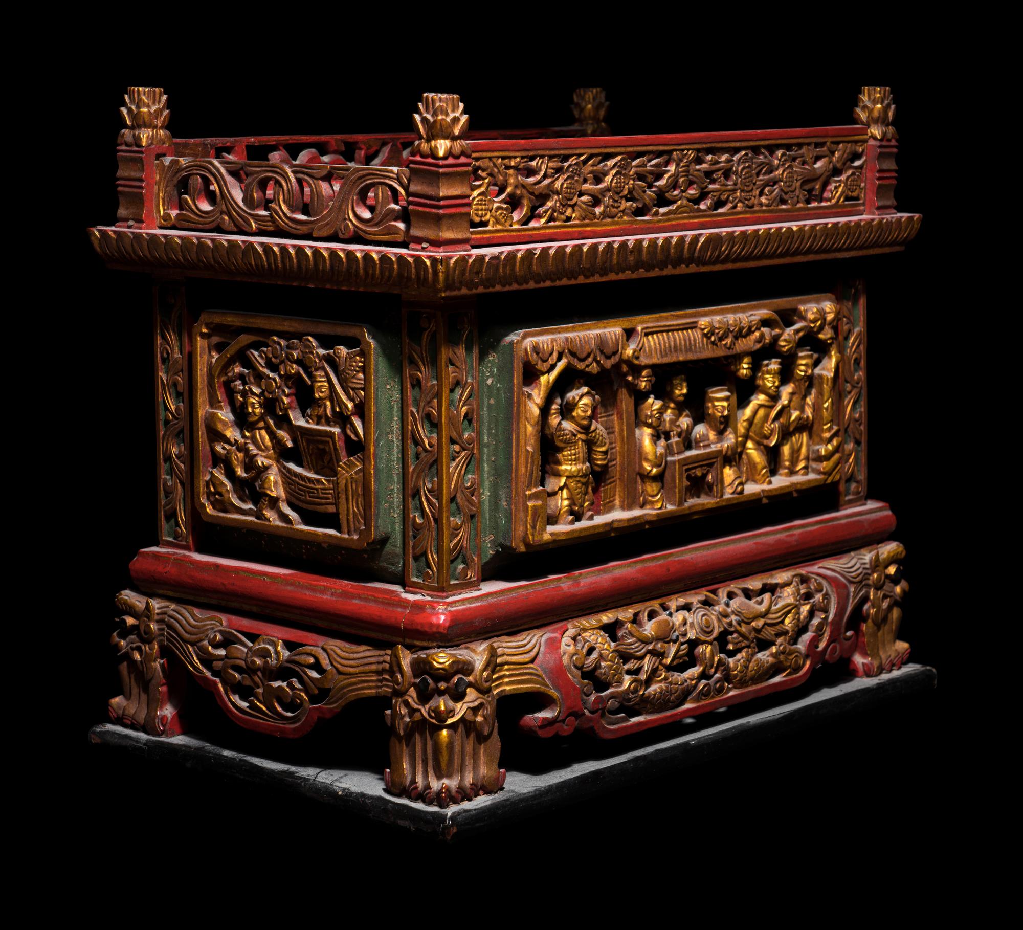 A Chinese Gilt and Red Lacquered Stand