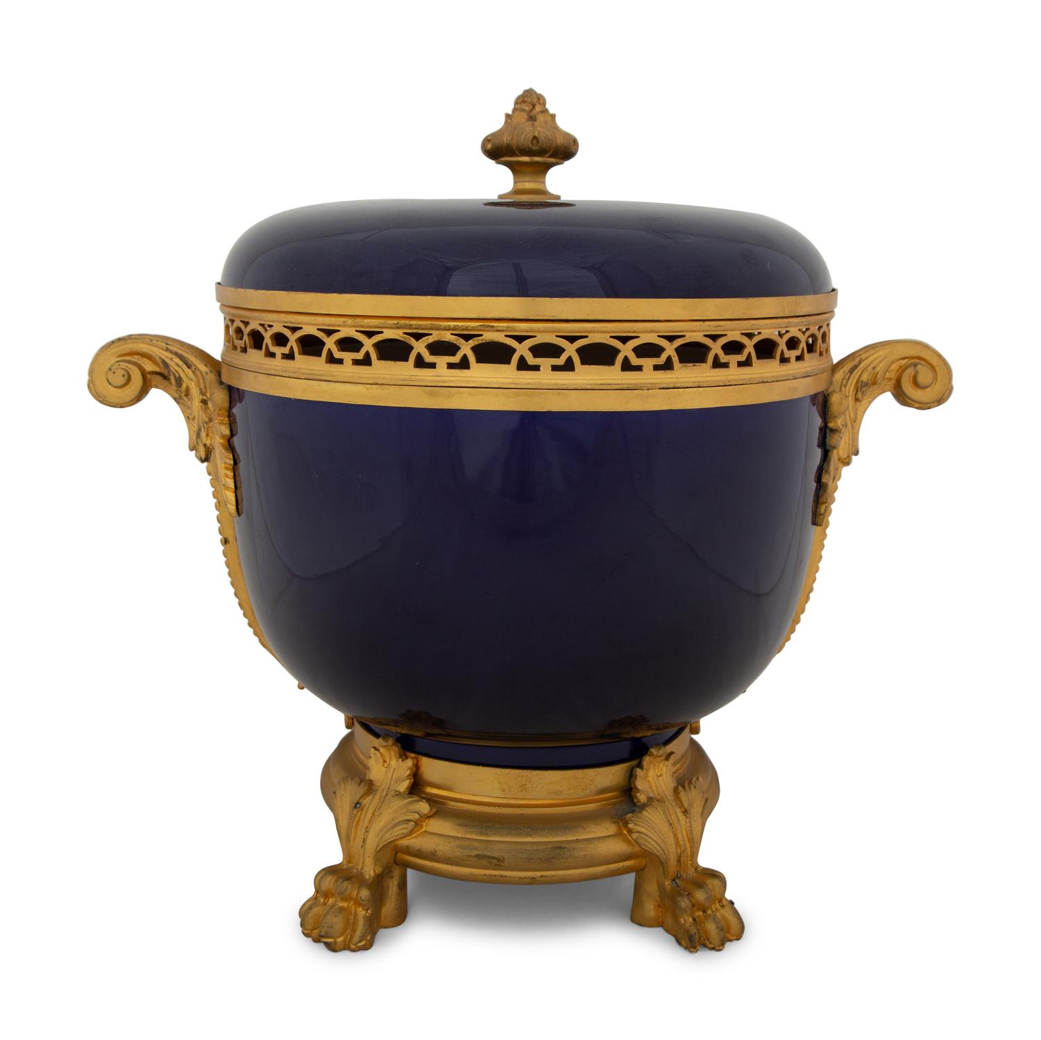A French Gilt Bronze Mounted Porcelain Bowl and Cover