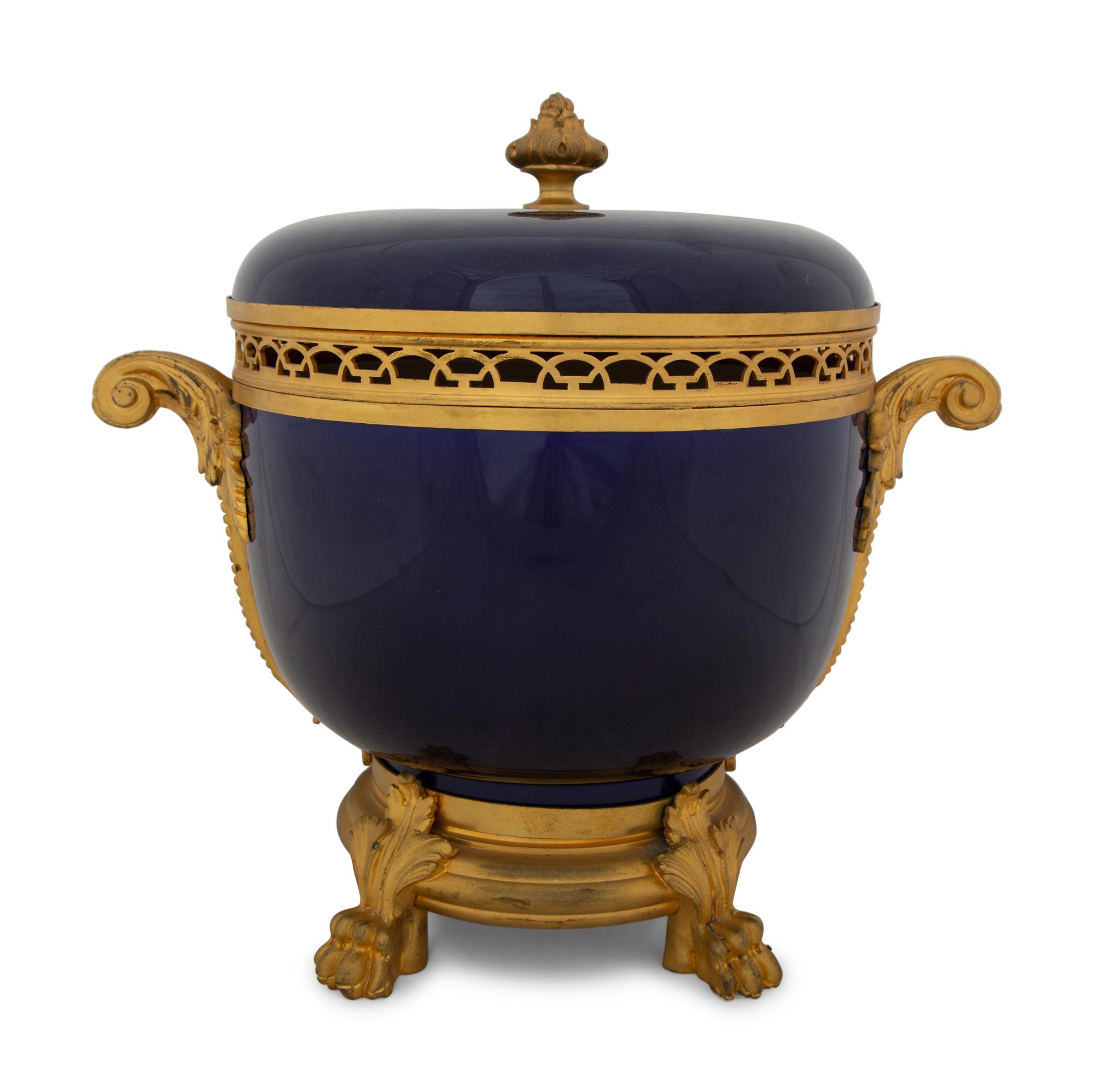 A French Gilt Bronze Mounted Porcelain Bowl and Cover
