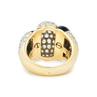 YELLOW GOLD, ONYX, AND DIAMOND RING