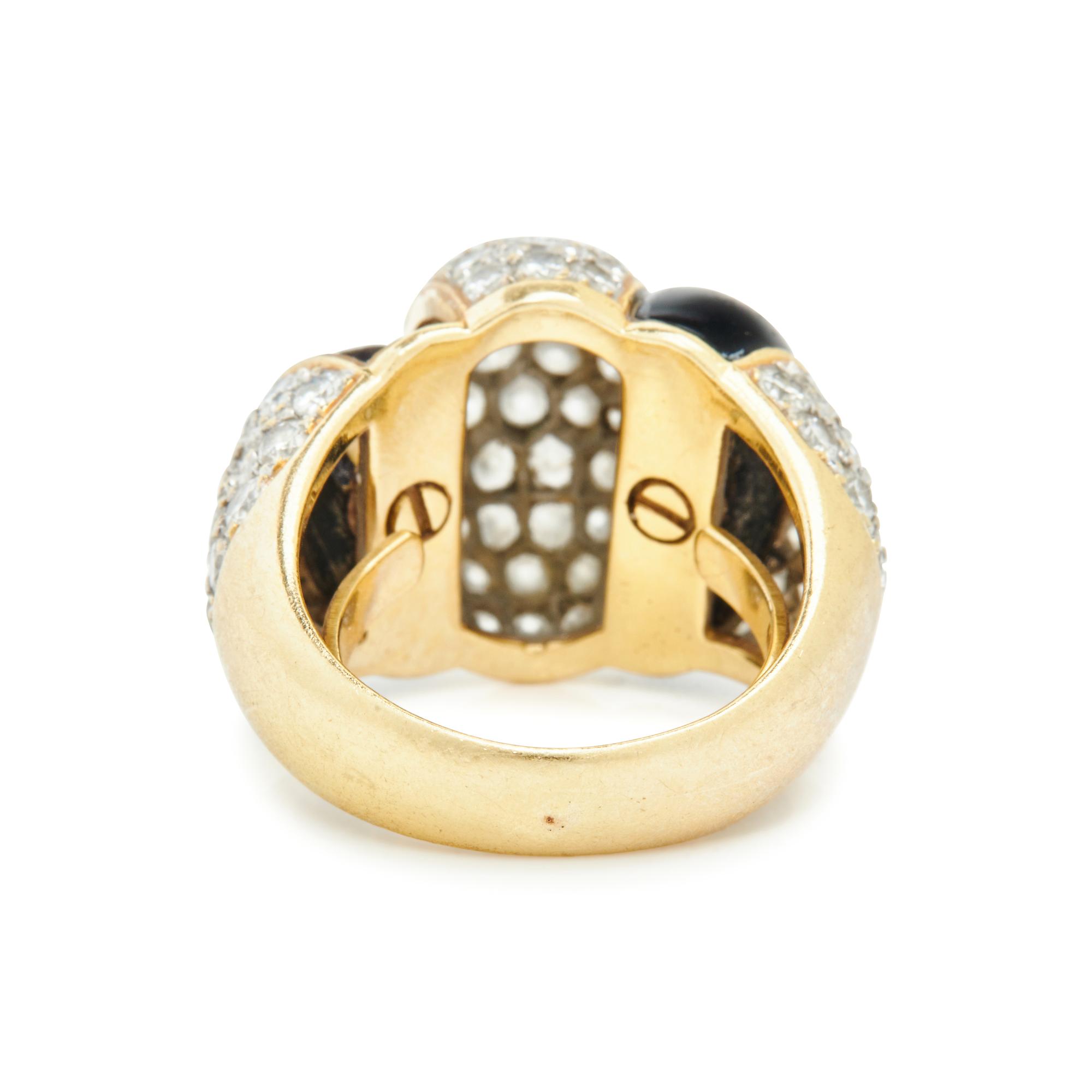 YELLOW GOLD, ONYX, AND DIAMOND RING