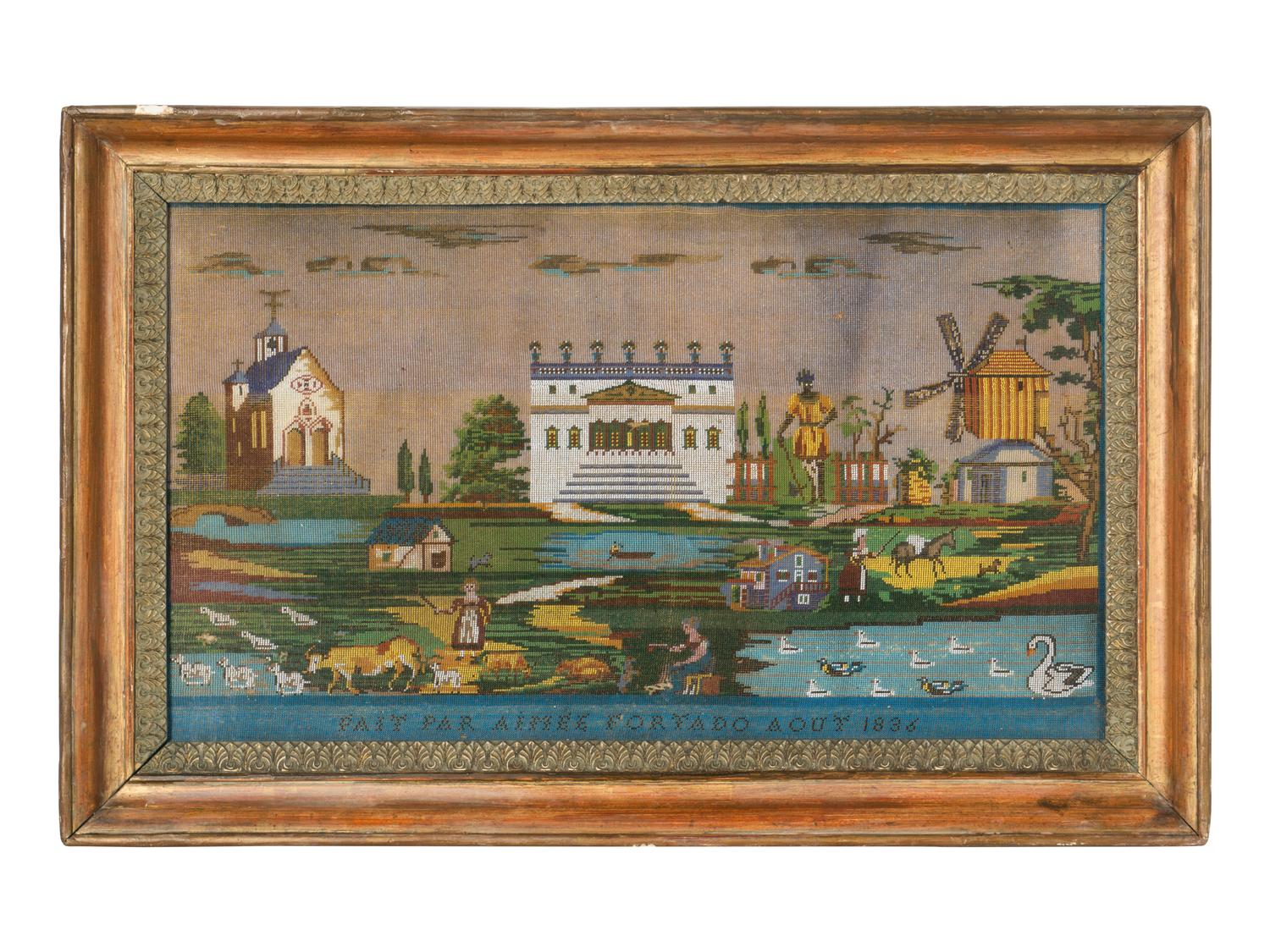 A French Needlepoint Sampler Picture