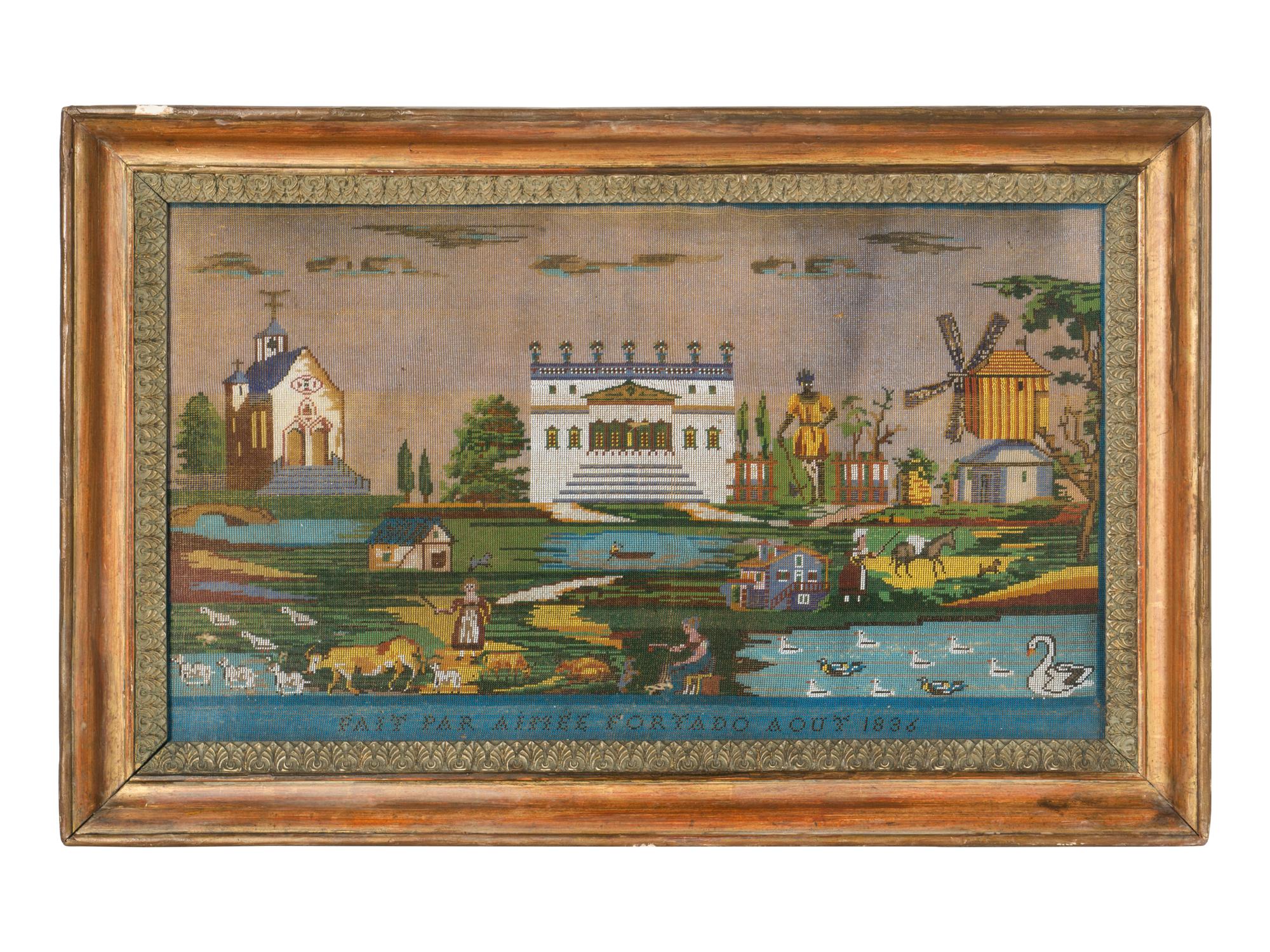 A French Needlepoint Sampler Picture