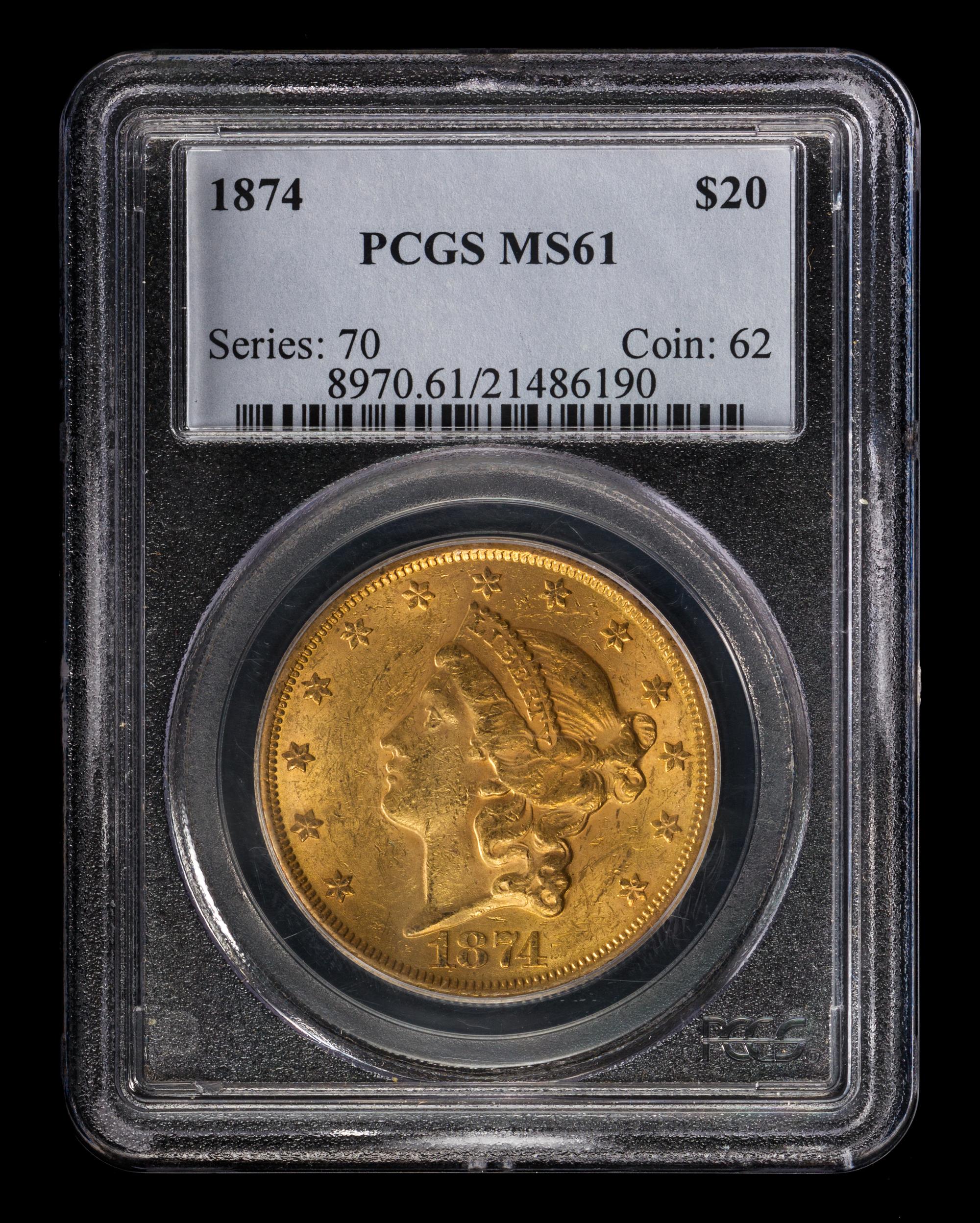 A United States 1874 Liberty Head $20 Gold Coin