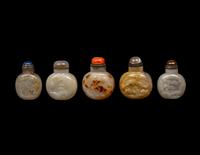 Five Chinese Silhouette Agate Snuff Bottles