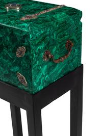 A Large Jeweled Malachite Casket on Stand
