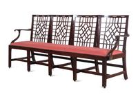 A Chinese Chippendale Style Mahogany Quadruple-Back Settee