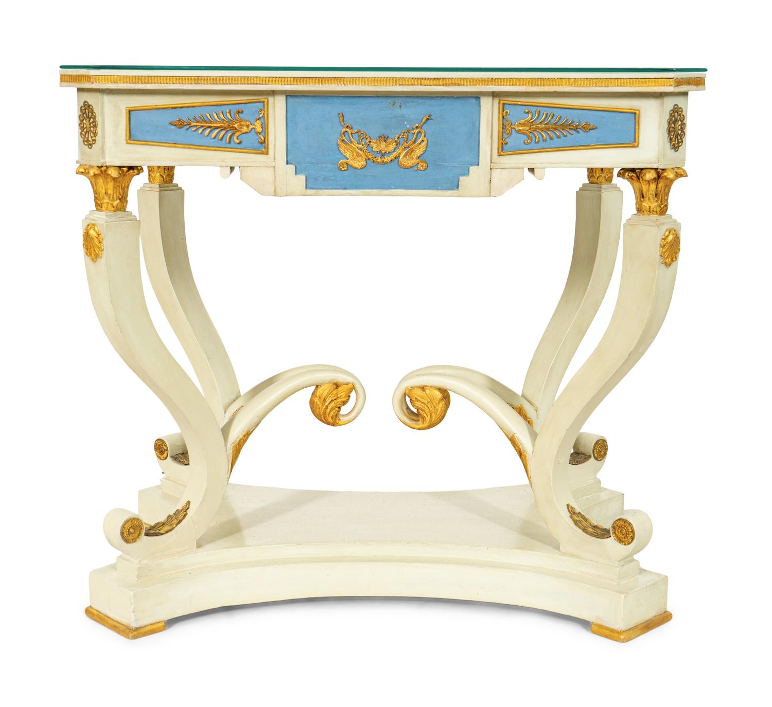 A Cream-Painted and Parcel Gilt Center Table
