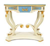 A Cream-Painted and Parcel Gilt Center Table