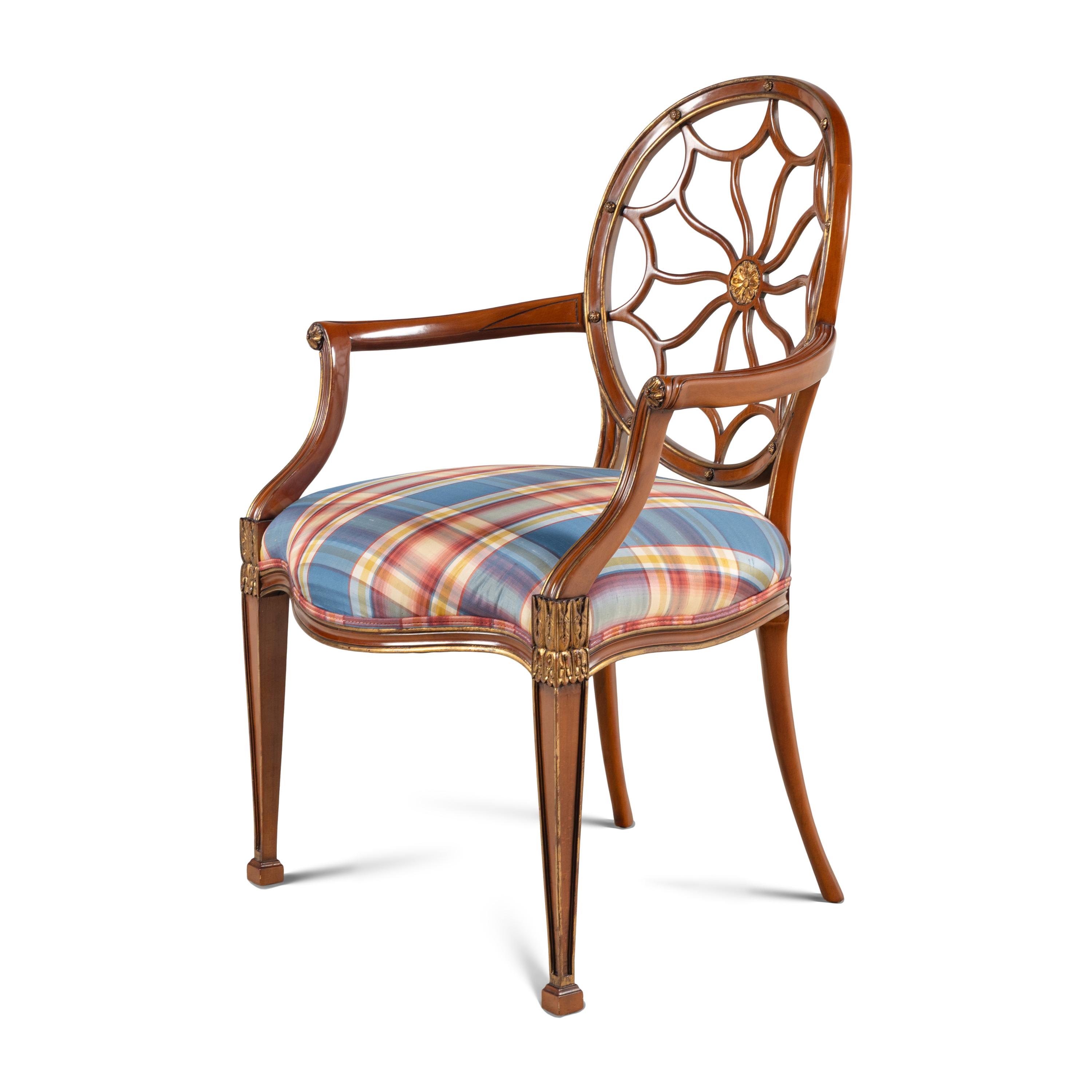 A George III Style Mahogany and Parcel-Gilt Arm Chair