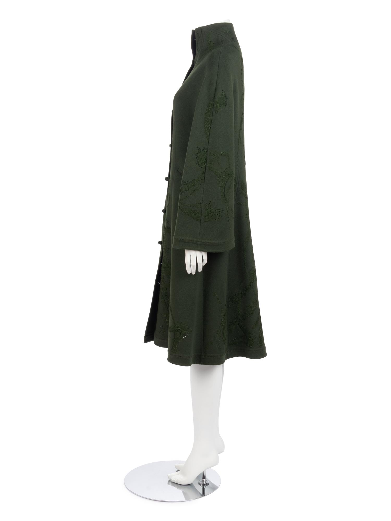 Chado Ralph Rucci Green Cashmere Coat, 1990-2000s
