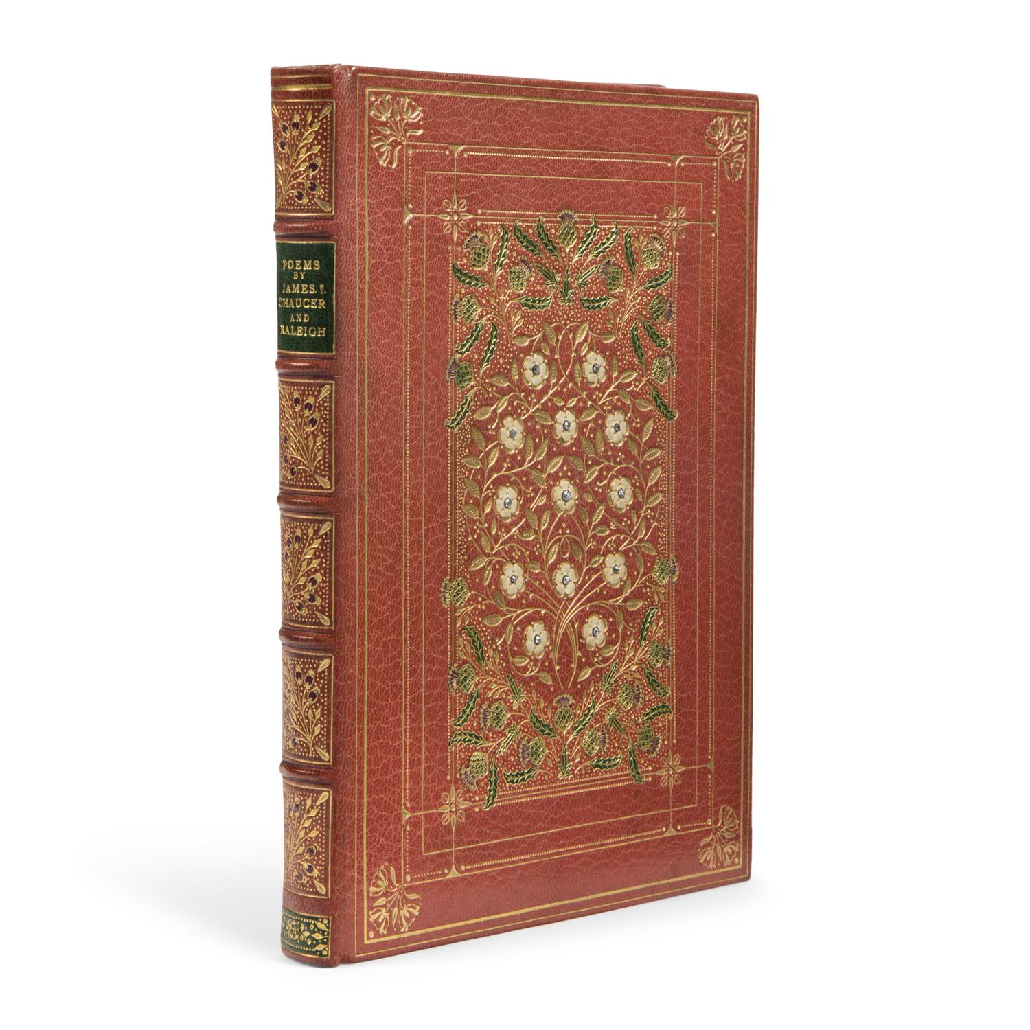 ALBERTO SANGORSKI While a Prisoner and Other Early English Poems , by James I, Geoffrey Chaucer, and Sir Walter Raleigh, in English, illuminated manuscript on paper [England, London, c. 1930]