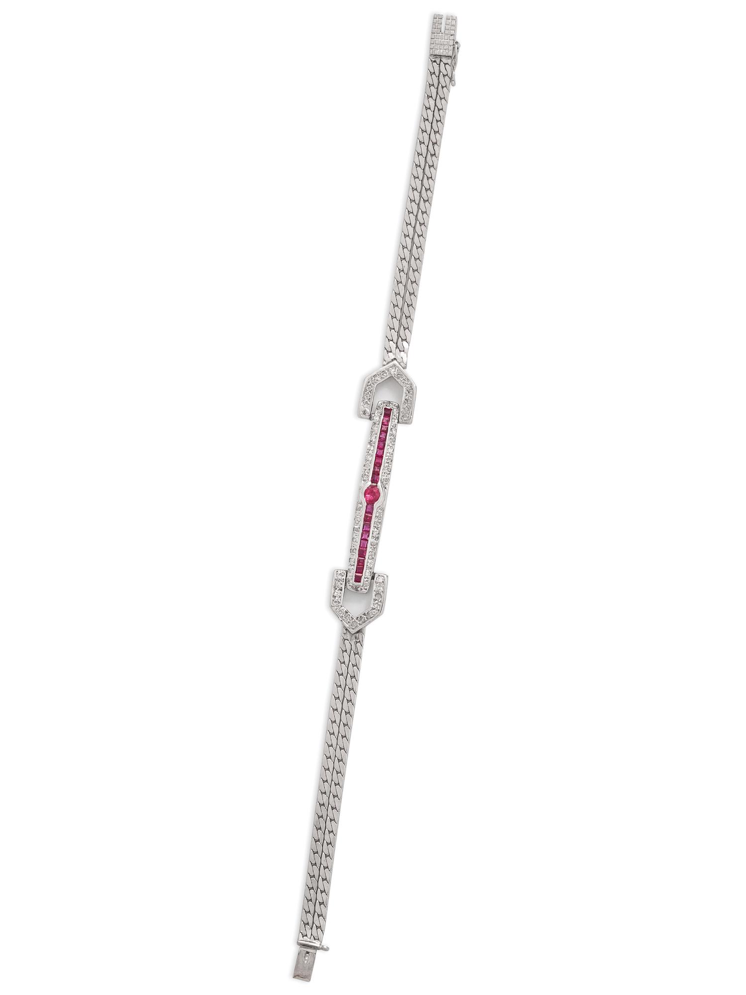 WHITE GOLD, RUBY AND DIAMOND BRACELET
