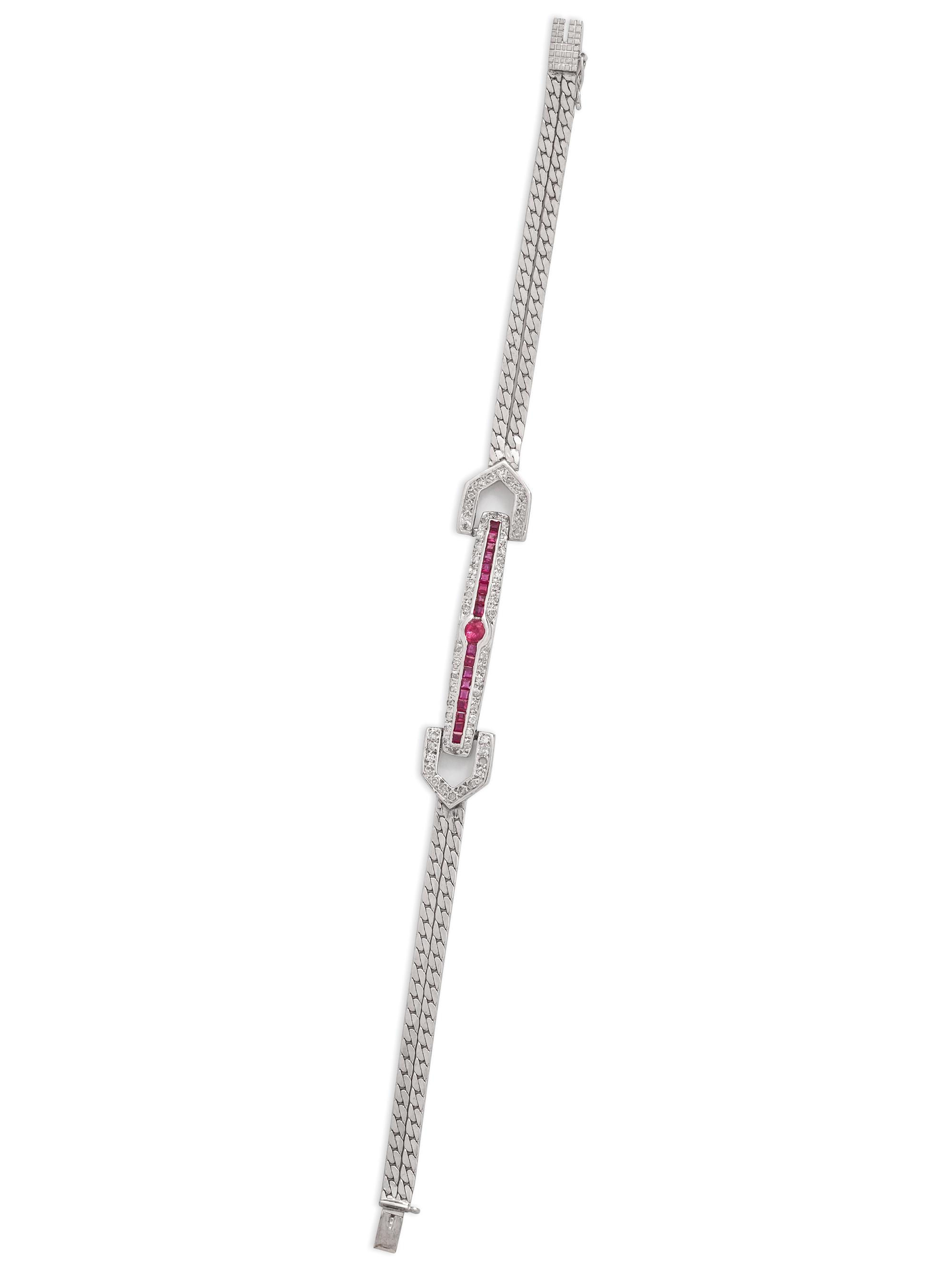 WHITE GOLD, RUBY AND DIAMOND BRACELET