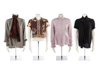 Four Designer Silk Tops: Two Etro, One Giorgio Armani, One Fendi