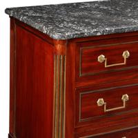 A Directoire Brass Mounted Mahogany and Marble-Top Commode