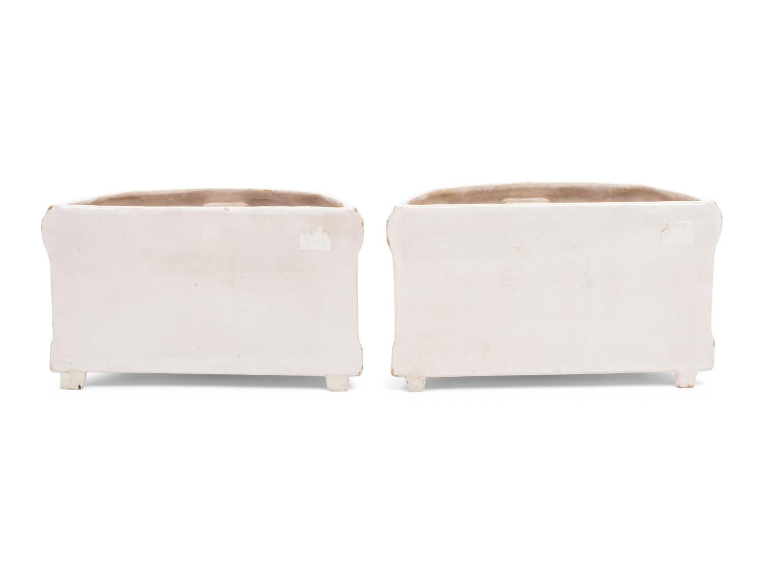 A Pair of French Faience Cache Pots