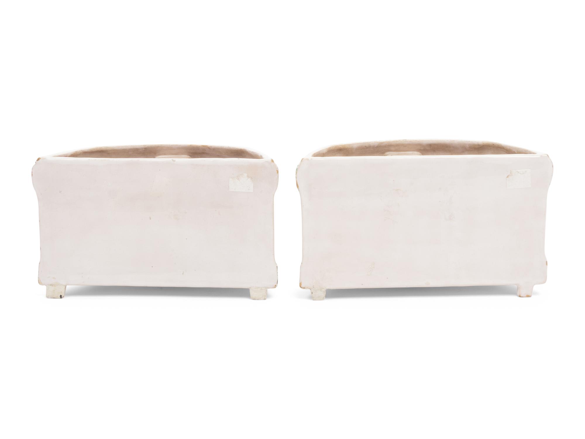 A Pair of French Faience Cache Pots