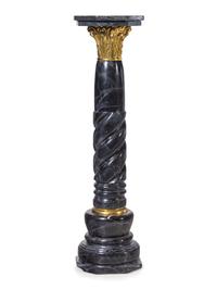 A Continental Gilt Bronze Mounted Marble Pedestal
