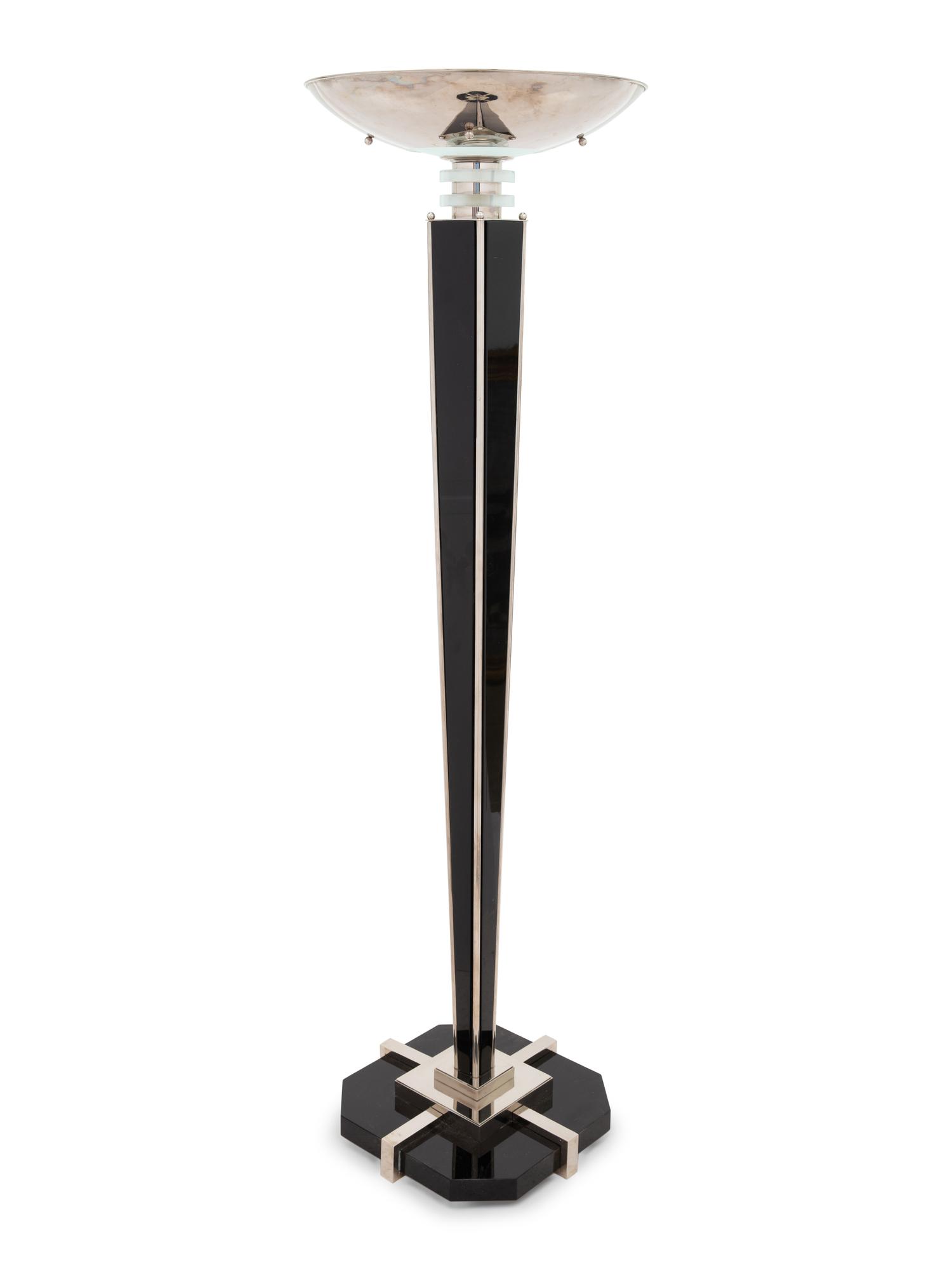 An Art Deco Style Nickel Plated Torchère