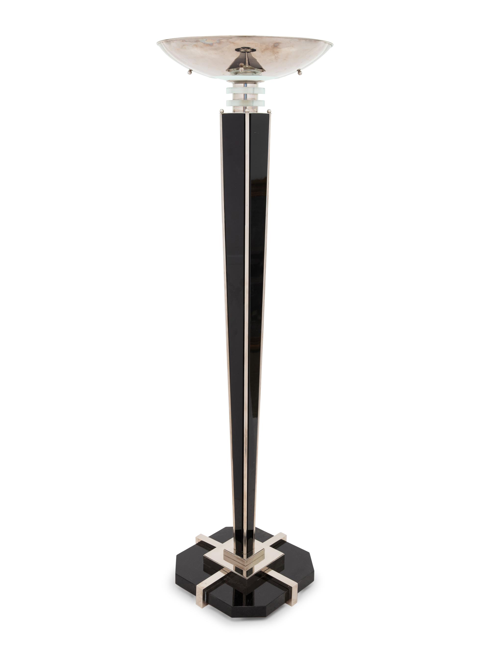 An Art Deco Style Nickel Plated Torchère