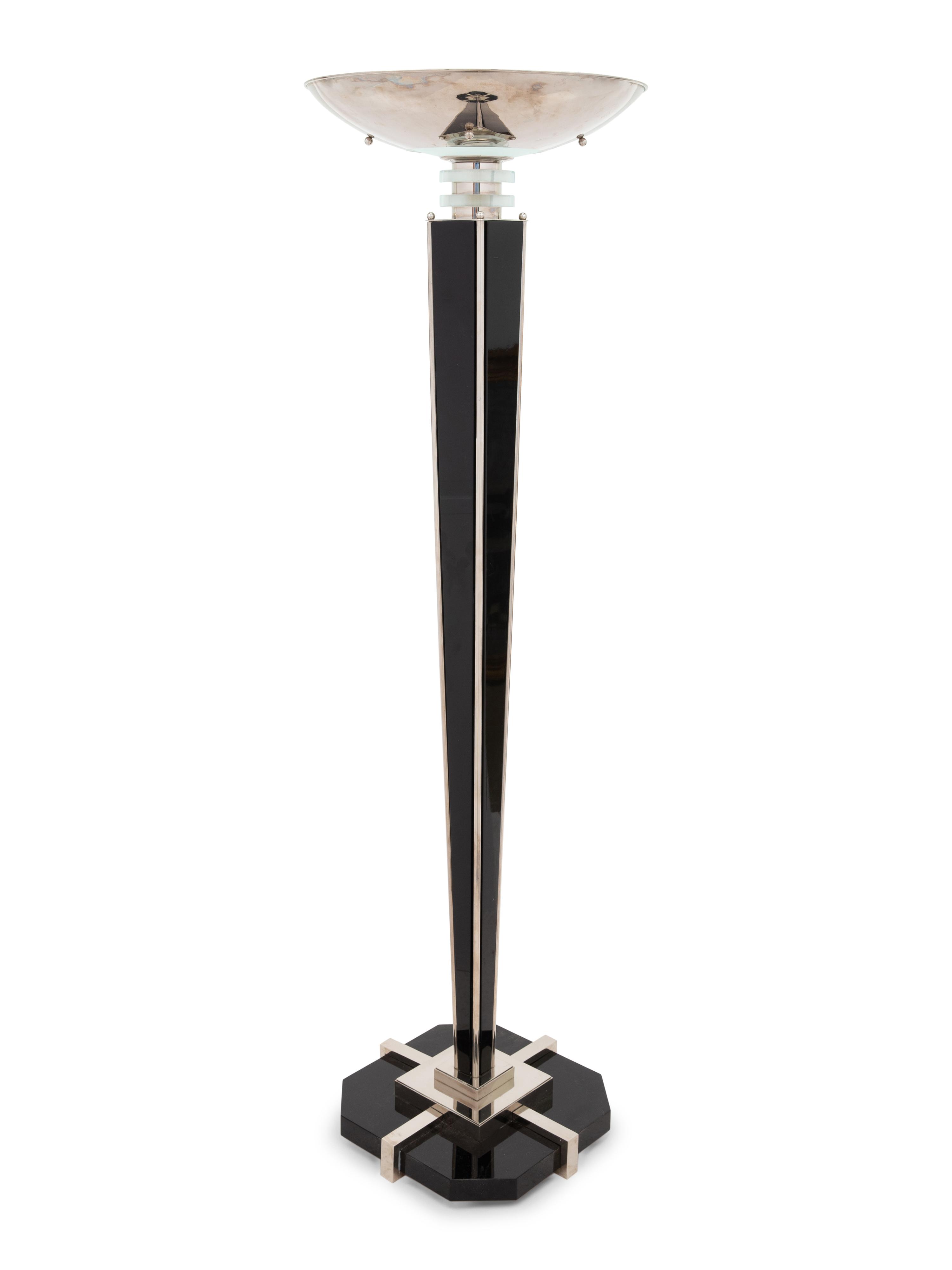 An Art Deco Style Nickel Plated Torchère