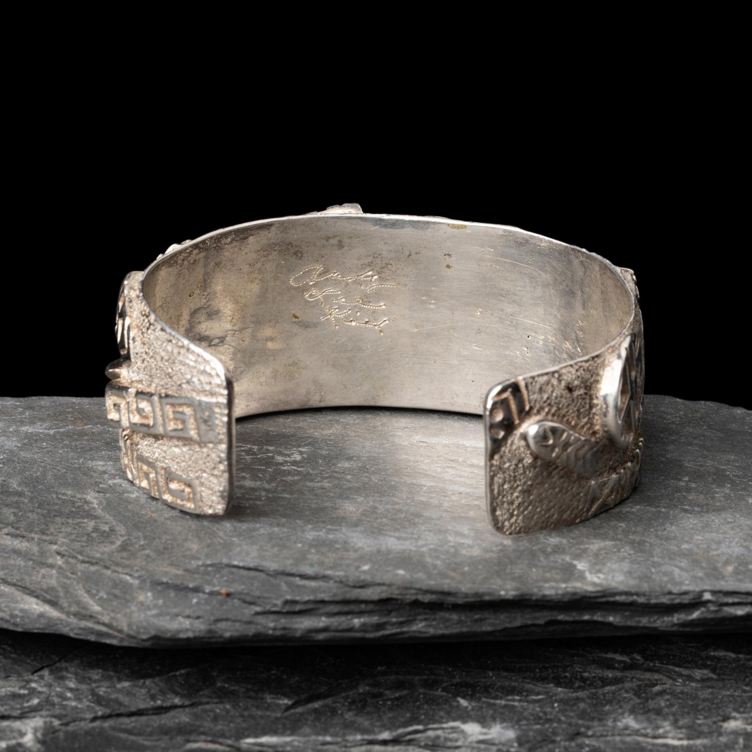 Andy Lee Kirk (Diné, 1947-2001) — Silver, Sugilite, and Opal Cuff Bracelet