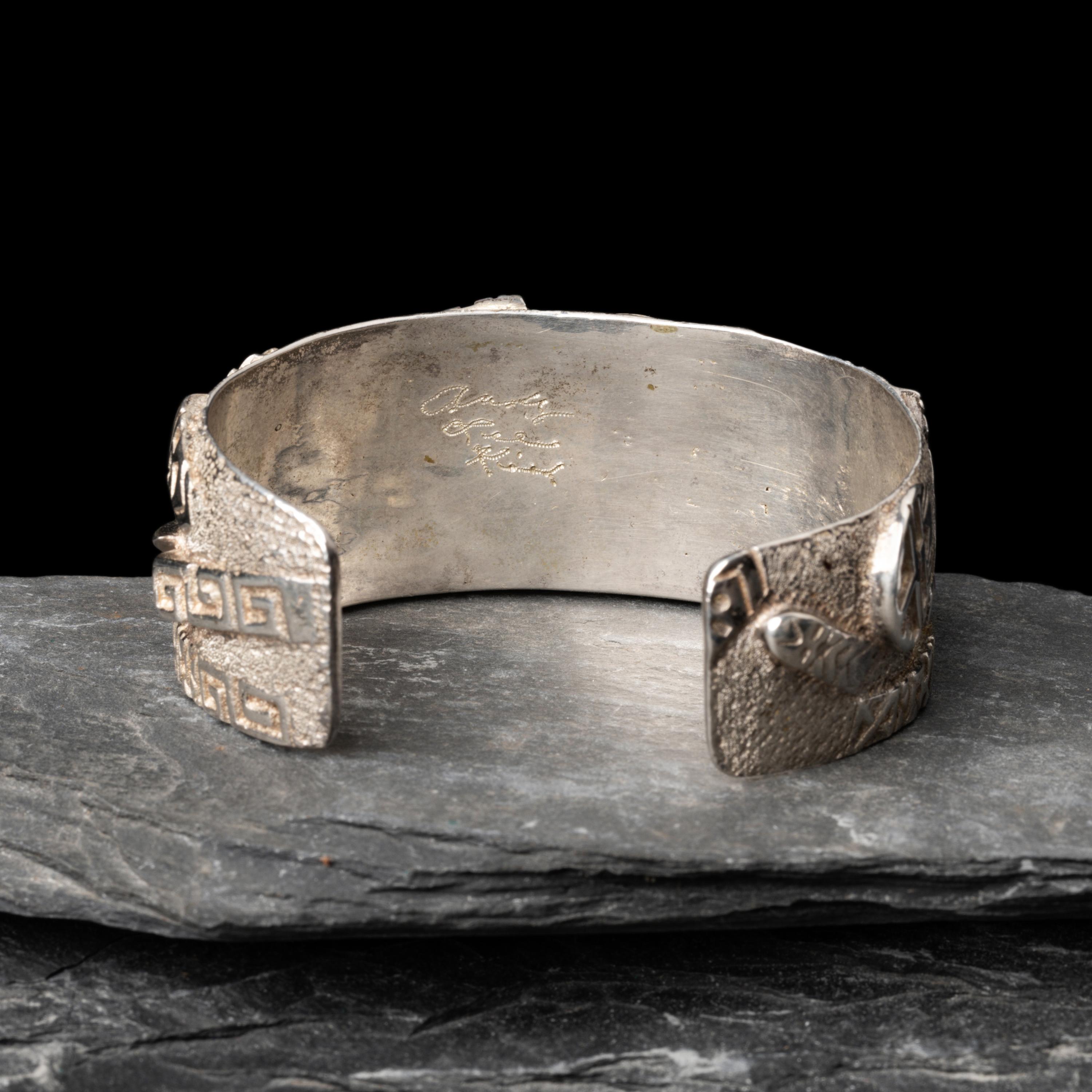 Andy Lee Kirk (Diné, 1947-2001) — Silver, Sugilite, and Opal Cuff Bracelet