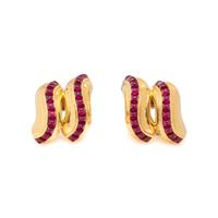 SEAMAN SCHEPPS, YELLOW GOLD AND RUBY CLIP EARRINGS