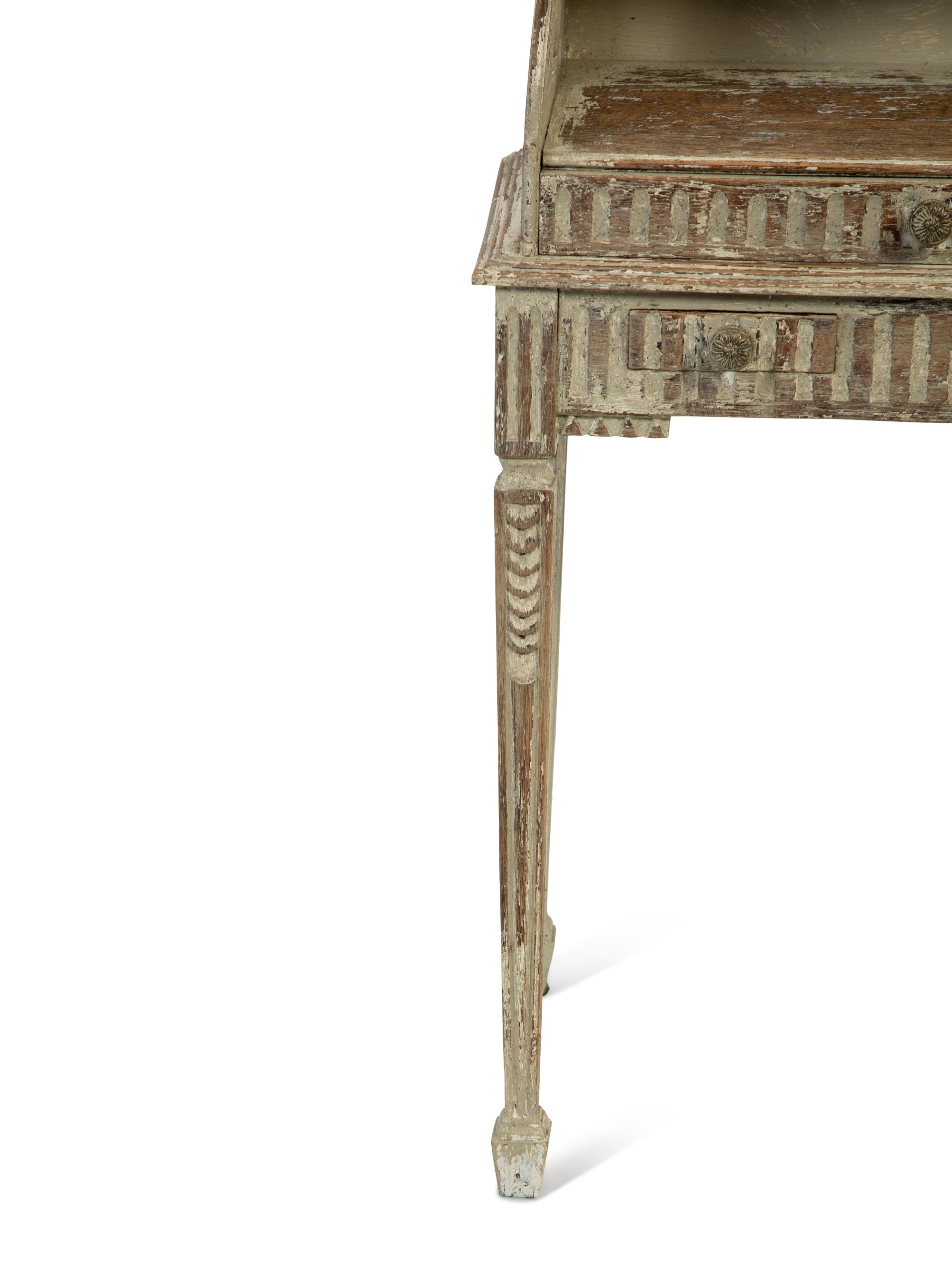 ALouis XVI Style Carved and White-Painted Bedside Table — 19TH CENTURY