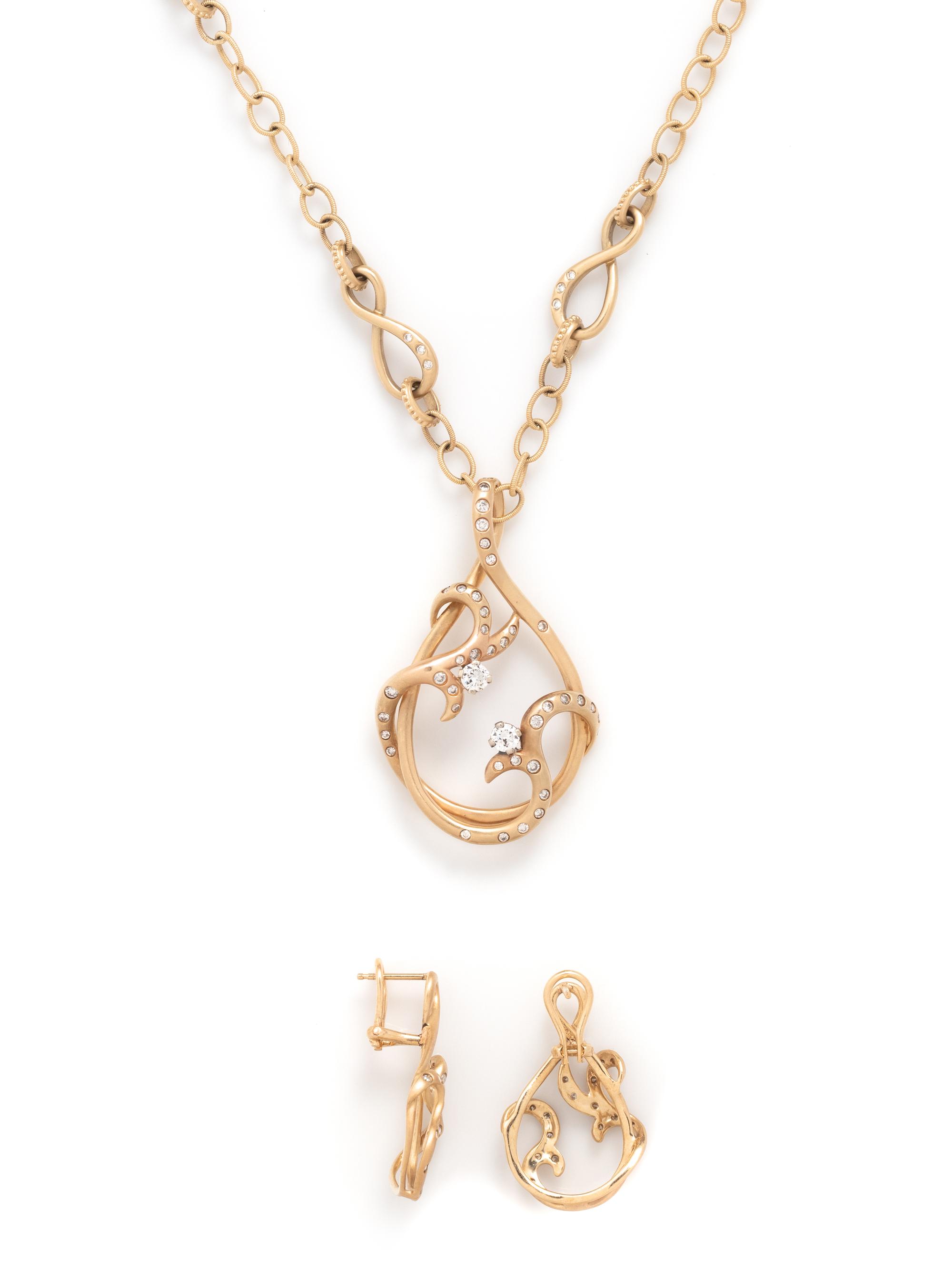 GABRIEL & CO., YELLOW GOLD AND DIAMOND SET