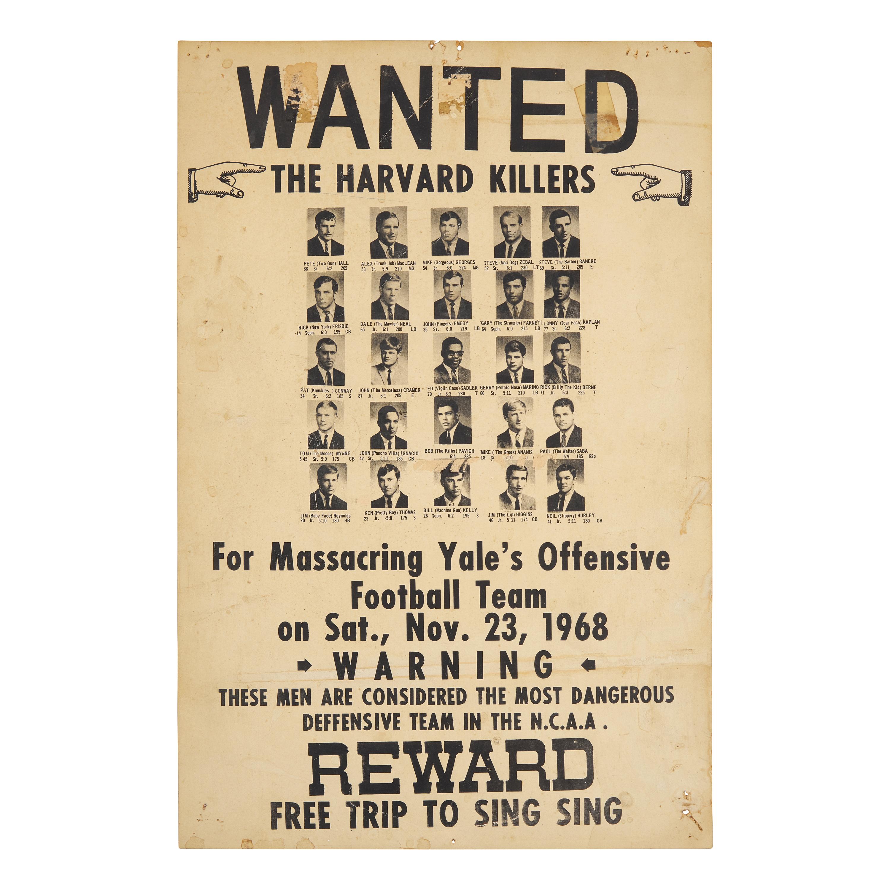 [Football] "Harvard Beats Yale 29-29": Mock Wanted Poster for The Famous 1968 Harvard v. Yale Football Game