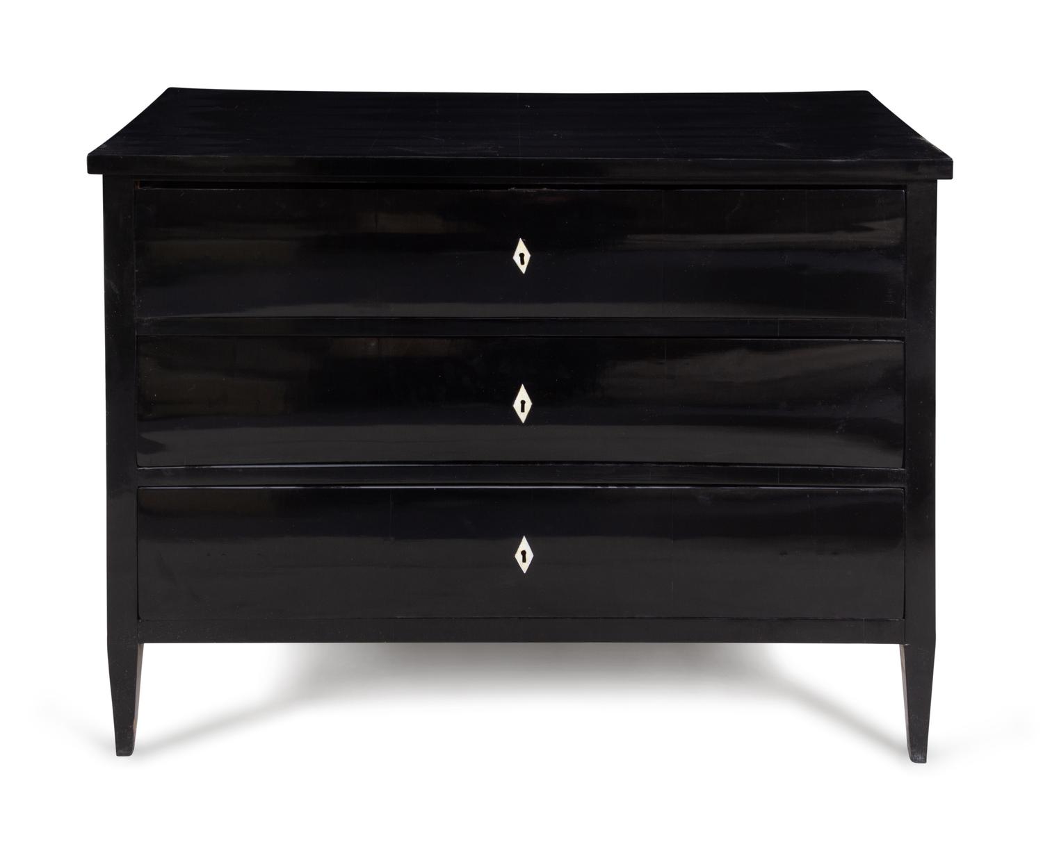 A Biedermeier Ebonized Pine Chest of Drawers