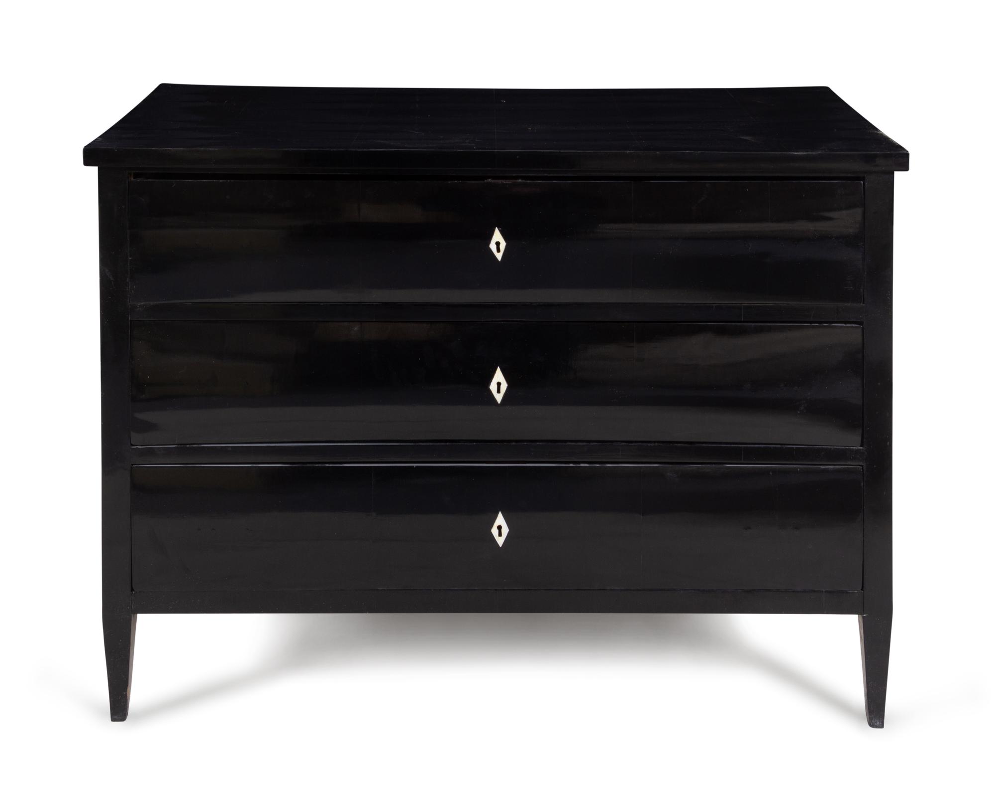 A Biedermeier Ebonized Pine Chest of Drawers