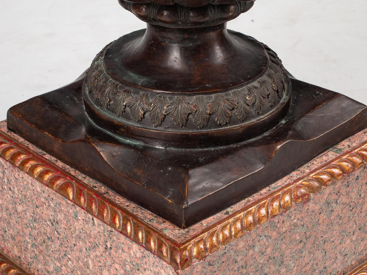 A Pair of Continental Bronze, Granite and Giltwood Jardinières