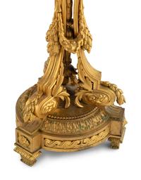 A Pair of Louis XVI Style Gilt Bronze Five-Light Candelabra