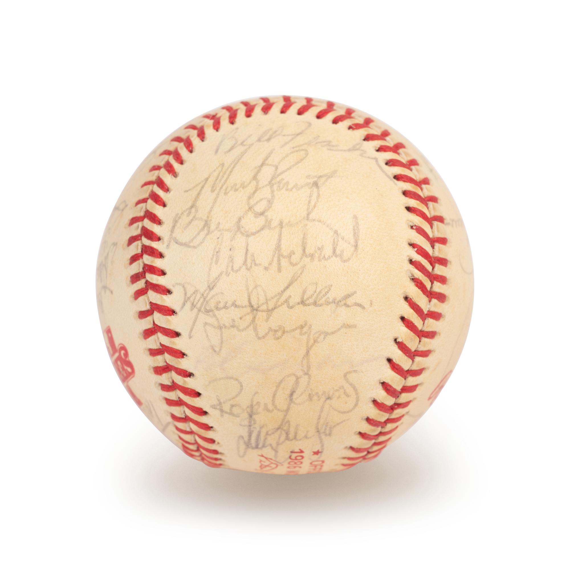 A 1986 Boston Red Sox American League Champions Team Signed Autograph Baseball with 30 Signatures (Beckett Authentication Services Letter BAS Certified),