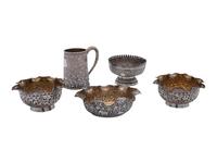 A Chinese Export Silver Cann and Four Indo-Persian Vessels