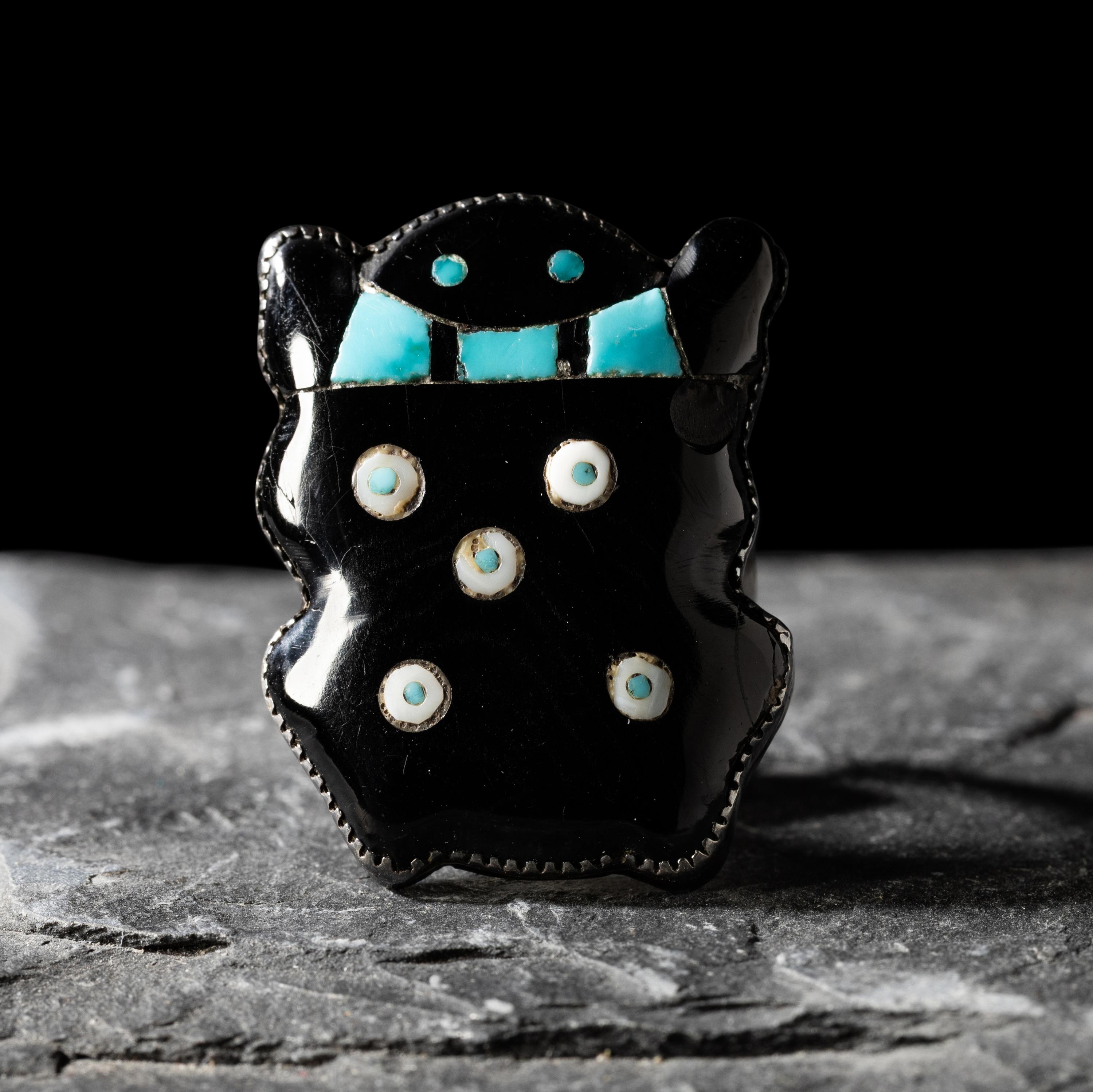 Zuni Multi-stone Inlay Frog Ring
