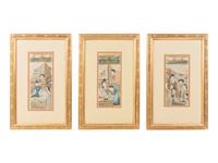 A Set of Three Chinese Silk Paintings