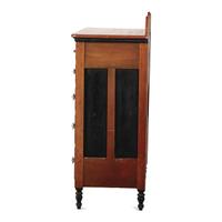 A Mennonite Red Wash, Black and Parcel Gilt Painted, Stencil Decorated Poplar Chest of Drawers